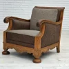 Best Pamono Danish Armchair in Wool and Carved Oak, 1950s