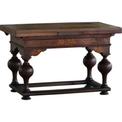 Pamono Danish Baroque Extendable Oak Table with Intarsia, 19th Century> Dining Tables & Sets