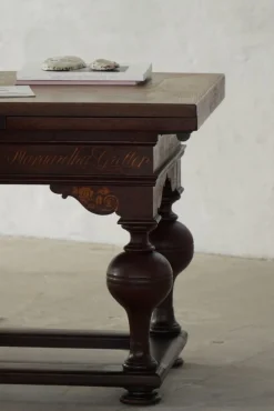 Pamono Danish Baroque Extendable Oak Table with Intarsia, 19th Century><noscript><img width=
