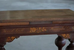 Pamono Danish Baroque Extendable Oak Table with Intarsia, 19th Century><noscript><img width=