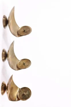 Discount Pamono Danish Brass Wall Candleholders, 1950s, Set of 3