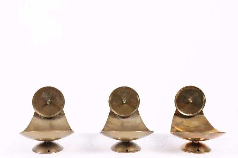 Discount Pamono Danish Brass Wall Candleholders, 1950s, Set of 3