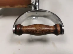 Pamono Danish Bread Cutter in Chrome and Mahogany from Raadvad, 1960s><noscript><img width=