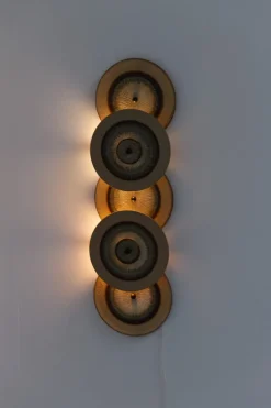 Hot Pamono Danish Ceramic Five Disc Wall Lamp from Søholm, 1970s