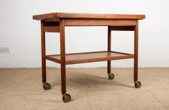 Pamono Danish Extendable Two-Tier Teak Serving Trolley by Kurt Ostervig for Jason Mobler, 1960><noscript><img width=