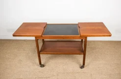 Pamono Danish Extendable Two-Tier Teak Serving Trolley by Kurt Ostervig for Jason Mobler, 1960><noscript><img width=