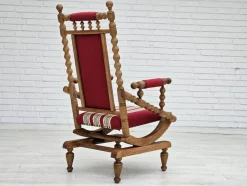 Pamono Danish Highback Rocking Chair in Wool & Oak, 1970s> Rocking Chairs
