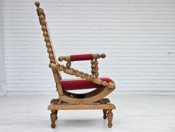 Pamono Danish Highback Rocking Chair in Wool & Oak, 1970s><noscript><img width=