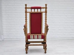 Pamono Danish Highback Rocking Chair in Wool & Oak, 1970s><noscript><img width=