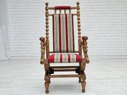 Pamono Danish Highback Rocking Chair in Wool & Oak, 1970s><noscript><img width=