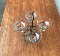 Sale Pamono Danish Metal and Glass Candleholder, 1960s