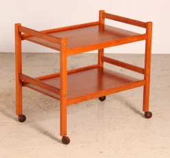 Outlet Pamono Danish Mid-Century 2-Tier Teak Trolley on Casters, 1970s