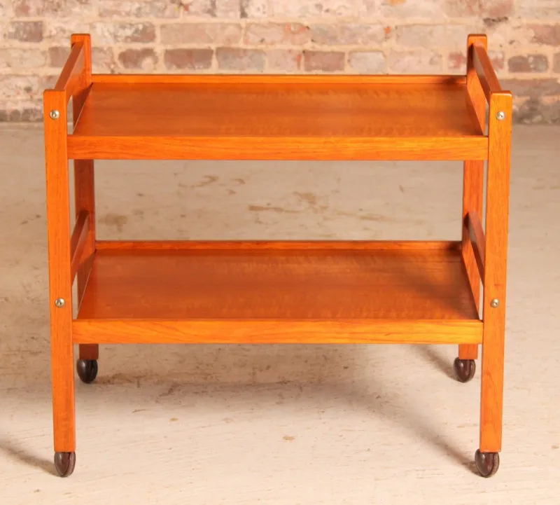 Outlet Pamono Danish Mid-Century 2-Tier Teak Trolley on Casters, 1970s