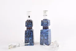 Discount Pamono Danish Modern Blue and Black Table Lamps by Nils Thorsson for Royal Copenhagen and Fog & Mørup, 1970s, Set of 2