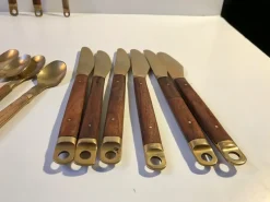 Sale Pamono Danish Modern Brass and Teak Cutlery Set from Carl Cohr, 1960s, Set of 21
