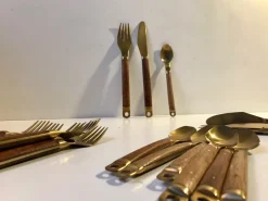 Sale Pamono Danish Modern Brass and Teak Cutlery Set from Carl Cohr, 1960s, Set of 21