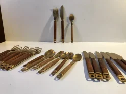 Sale Pamono Danish Modern Brass and Teak Cutlery Set from Carl Cohr, 1960s, Set of 21