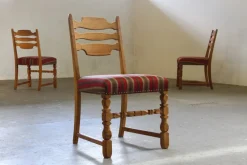 Pamono Danish Modern Brualist Oak Dining Chairs by Henning Kjærnulf, 1960s, Set of 6> Side Chairs & Dining Chairs
