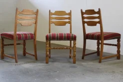 Pamono Danish Modern Brualist Oak Dining Chairs by Henning Kjærnulf, 1960s, Set of 6> Side Chairs & Dining Chairs