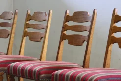 Pamono Danish Modern Brualist Oak Dining Chairs by Henning Kjærnulf, 1960s, Set of 6><noscript><img width=