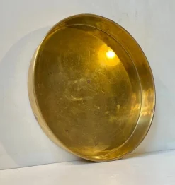 Pamono Danish Modern Circular Brass Serving Tray from Cawa, 1970s><noscript><img width=