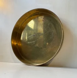 Pamono Danish Modern Circular Brass Serving Tray from Cawa, 1970s><noscript><img width=
