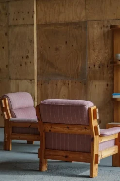 Pamono Danish Modern Lounge Chairs in Pine and Wool from Christian IV, 1970s, Set of 2><noscript><img width=