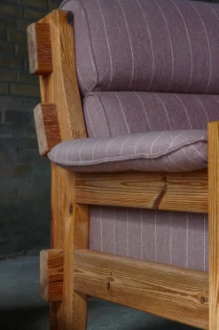Pamono Danish Modern Lounge Chairs in Pine and Wool from Christian IV, 1970s, Set of 2><noscript><img width=
