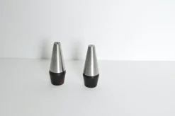Pamono Danish Modern Rosewood and Stainless Steel Salt and Pepper Shakers, 1960s, Set of 4><noscript><img width=
