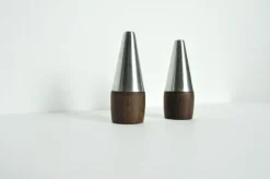 Pamono Danish Modern Rosewood and Stainless Steel Salt and Pepper Shakers, 1960s, Set of 4><noscript><img width=