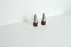 Pamono Danish Modern Rosewood and Stainless Steel Salt and Pepper Shakers, 1960s, Set of 4><noscript><img width=