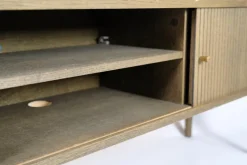 Pamono Danish Modern TV Cabinet in Oiled Oak with Venetian Blinds><noscript><img width=