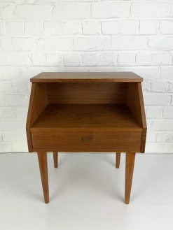 Pamono Danish Nightstand with Shelf and Drawer in Teak, 1960s><noscript><img width=