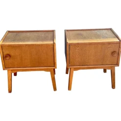 Best Pamono Danish Oak Nightstands, 1940s, Set of 2