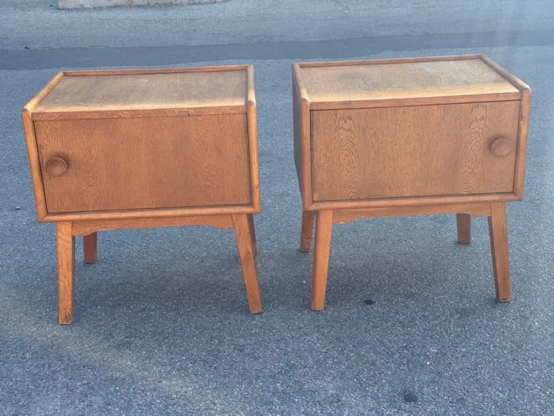 Best Pamono Danish Oak Nightstands, 1940s, Set of 2