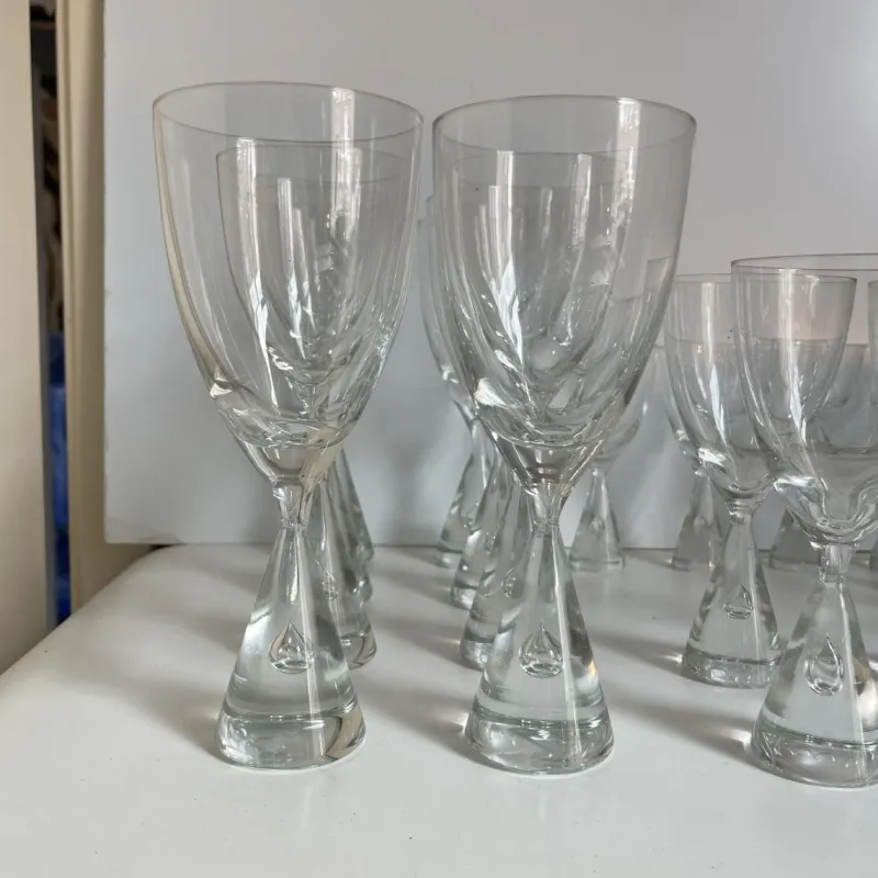 Pamono Danish Princess Design Glasses by Bent Severin for Holmegaard, 1958, Set of 33> Glassware