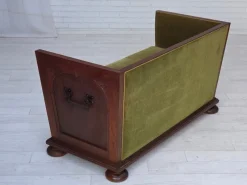 Pamono Danish 2-Seater Sofa in Green Furniture Velour and Oak, 1950s><noscript><img width=