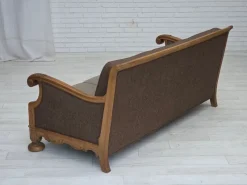 Outlet Pamono Danish 3-Seater Sofa in Wool and Carved Oak, 1950s