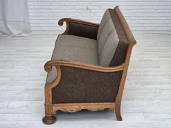 Outlet Pamono Danish 3-Seater Sofa in Wool and Carved Oak, 1950s
