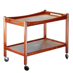 Pamono Danish Teak Bar Cart or Serving Trolley by Hans J. Wegner for Andreas Tuck, 1960s> Serving Bar Carts & Trolleys