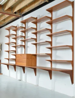 Pamono Danish Teak 5-Bay Cado Modular Shelving System Bookshelf Library by Poul Cadovius for Cado, 1970s><noscript><img width=