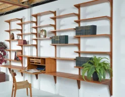 Pamono Danish Teak 5-Bay Cado Modular Shelving System Bookshelf Library by Poul Cadovius for Cado, 1970s><noscript><img width=