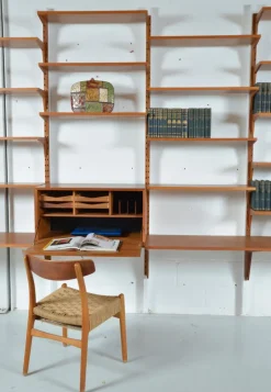 Pamono Danish Teak 5-Bay Cado Modular Shelving System Bookshelf Library by Poul Cadovius for Cado, 1970s><noscript><img width=