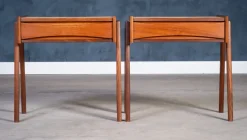 Sale Pamono Danish Teak Bedside Tables with Cork Top by Ølholm Møbelfabrik, 1960s, Set of 2