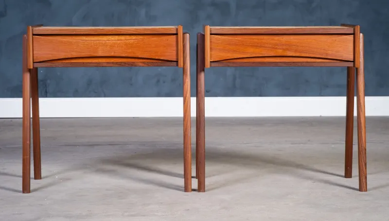 Sale Pamono Danish Teak Bedside Tables with Cork Top by Ølholm Møbelfabrik, 1960s, Set of 2
