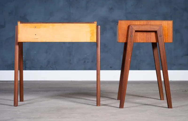 Sale Pamono Danish Teak Bedside Tables with Cork Top by Ølholm Møbelfabrik, 1960s, Set of 2