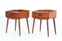 Pamono Danish Teak Bedside Tables by Uhrhøj Møbelfabrik, 1960s, Set of 2> Nightstands