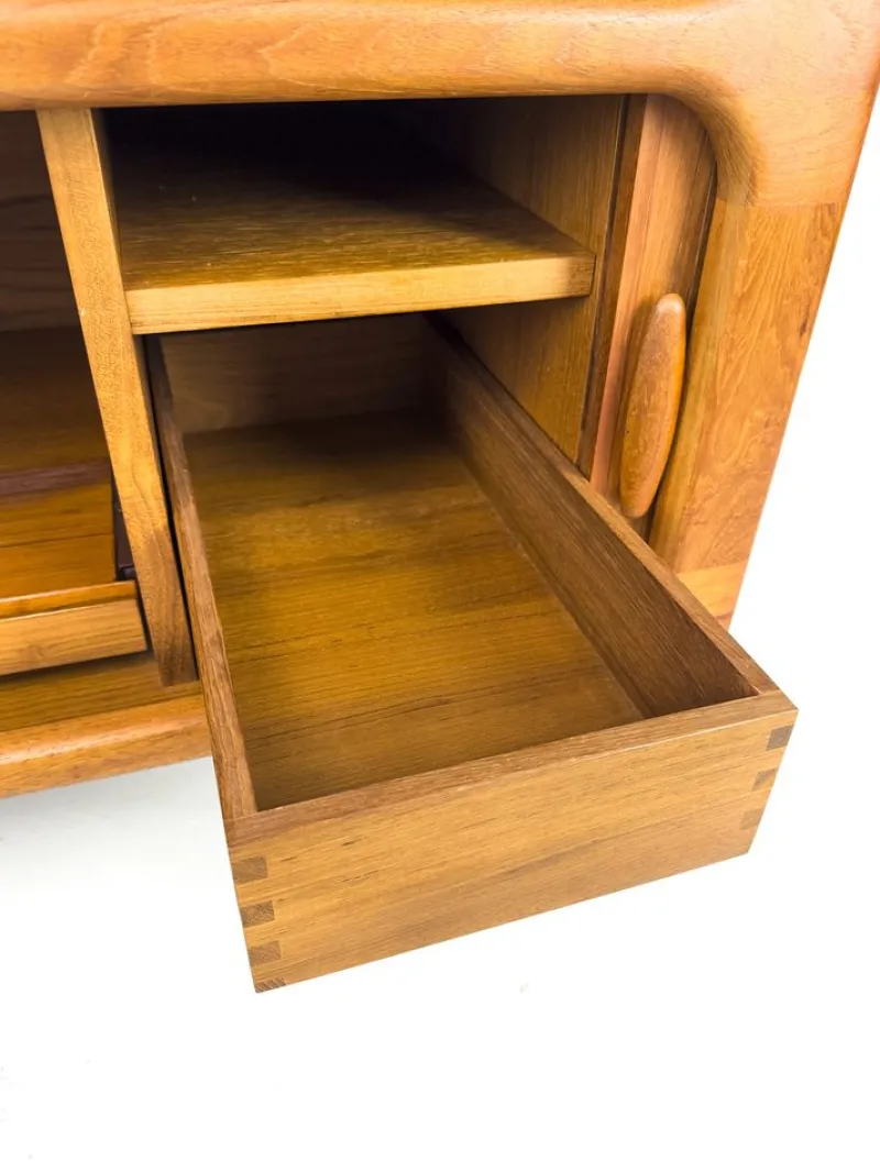 Pamono Danish Teak Hi-Fi Sideboard with Tambour Doors from Dyrlund, 1970s> Cabinets & Wardrobes