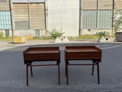 Clearance Pamono Danish Teak Nightstands with String Shelves, 1967, Set of 2