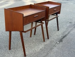 Clearance Pamono Danish Teak Nightstands with String Shelves, 1967, Set of 2